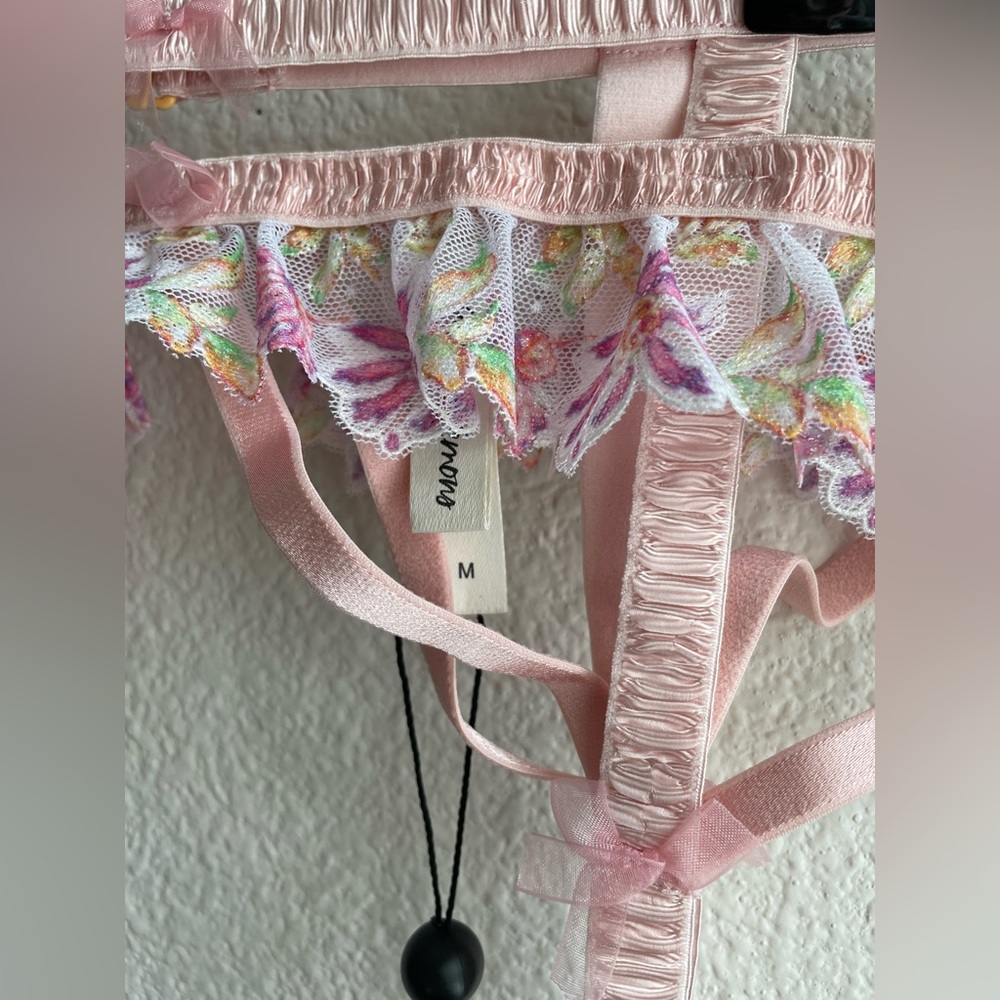 NWT For Love & Lemons April Bloom Garter Belt Pink Floral - Picture 14 of 16